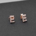 Paialco Rose Gold Plated Sterling Silver CZ Initial Letter Stud Earrings Alphabet A-Z