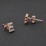 Paialco Rose Gold Plated Sterling Silver CZ Initial Letter Stud Earrings Alphabet A-Z
