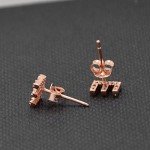 Paialco Rose Gold Plated Sterling Silver CZ Initial Letter Stud Earrings Alphabet A-Z