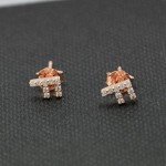 Paialco Rose Gold Plated Sterling Silver CZ Initial Letter Stud Earrings Alphabet A-Z