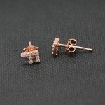 Paialco Rose Gold Plated Sterling Silver CZ Initial Letter Stud Earrings Alphabet A-Z