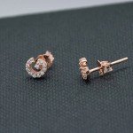 Paialco Rose Gold Plated Sterling Silver CZ Initial Letter Stud Earrings Alphabet A-Z