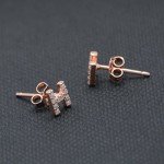 Paialco Rose Gold Plated Sterling Silver CZ Initial Letter Stud Earrings Alphabet A-Z