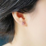 Paialco Rose Gold Plated Sterling Silver CZ Initial Letter Stud Earrings Alphabet A-Z