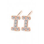 Paialco Rose Gold Plated Sterling Silver CZ Initial Letter Stud Earrings Alphabet A-Z