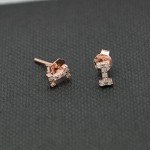 Paialco Rose Gold Plated Sterling Silver CZ Initial Letter Stud Earrings Alphabet A-Z