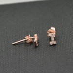 Paialco Rose Gold Plated Sterling Silver CZ Initial Letter Stud Earrings Alphabet A-Z