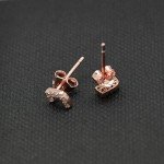 Paialco Rose Gold Plated Sterling Silver CZ Initial Letter Stud Earrings Alphabet A-Z