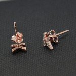 Paialco Rose Gold Plated Sterling Silver CZ Initial Letter Stud Earrings Alphabet A-Z