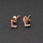 Paialco Rose Gold Plated Sterling Silver CZ Initial Letter Stud Earrings Alphabet A-Z