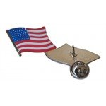 Patriotic U.S. Marines & American Flag Lapel Hat Pin & Tie Tack Set with Clutch Back by Novel Merk