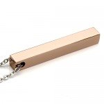PiercingJ Personalized Custom Message Engrave Name Initial Vertical Cuboid Bar Necklace Stainless Steel Pendant Chain Golden Silver Rose Gold Tone + Gift Box
