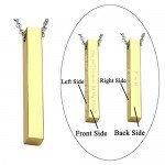 PiercingJ Personalized Custom Message Engrave Name Initial Vertical Cuboid Bar Necklace Stainless Steel Pendant Chain Golden Silver Rose Gold Tone + Gift Box