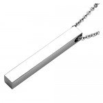 PiercingJ Personalized Custom Message Engrave Name Initial Vertical Cuboid Bar Necklace Stainless Steel Pendant Chain Golden Silver Rose Gold Tone + Gift Box