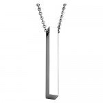 PiercingJ Personalized Custom Message Engrave Name Initial Vertical Cuboid Bar Necklace Stainless Steel Pendant Chain Golden Silver Rose Gold Tone + Gift Box