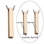 PiercingJ Personalized Custom Message Engrave Name Initial Vertical Cuboid Bar Necklace Stainless Steel Pendant Chain Golden Silver Rose Gold Tone + Gift Box