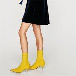 Prova Perfetto 2018 New Women Sock Boots Pointed Toe Elastic High Boots Slip On High Heel Ankle Boots Women Pumps Stiletto Botas