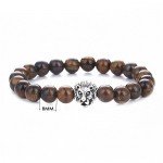 Pusheng Lava Rock Stone Bead Bracelets Set Beeded Lion Leopard Elastic Bracelet,8MM