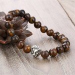 Pusheng Lava Rock Stone Bead Bracelets Set Beeded Lion Leopard Elastic Bracelet,8MM