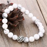 Pusheng Lava Rock Stone Bead Bracelets Set Beeded Lion Leopard Elastic Bracelet,8MM