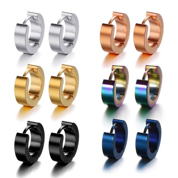 Pusheng Stainless Steel Small Hoop Earrings Set for Men Women Huggie Earrings