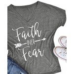 Pxmoda Women's Casual Letters Printed T-Shirt Short Sleeves Faith Over Fear Arrow Tee Tops Pxmoda Women's Casual Letters Printed T-Shirt Short Sleeves Faith Over Fear Arrow Tee Tops
