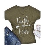 Pxmoda Women's Casual Letters Printed T-Shirt Short Sleeves Faith Over Fear Arrow Tee Tops Pxmoda Women's Casual Letters Printed T-Shirt Short Sleeves Faith Over Fear Arrow Tee Tops