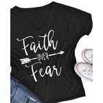 Pxmoda Women's Casual Letters Printed T-Shirt Short Sleeves Faith Over Fear Arrow Tee Tops Pxmoda Women's Casual Letters Printed T-Shirt Short Sleeves Faith Over Fear Arrow Tee Tops