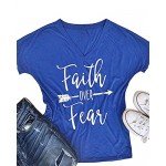 Pxmoda Women's Casual Letters Printed T-Shirt Short Sleeves Faith Over Fear Arrow Tee Tops Pxmoda Women's Casual Letters Printed T-Shirt Short Sleeves Faith Over Fear Arrow Tee Tops