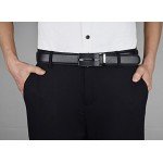 QISHI YUHUA Belt Men's Leather Ratchet Belt