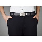 QISHI YUHUA Belt Men's Leather Ratchet Belt