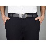 QISHI YUHUA Belt Men's Leather Ratchet Belt