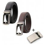 QISHI YUHUA Belt Men's Leather Ratchet Belt