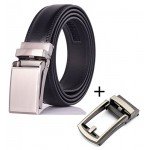 QISHI YUHUA Belt Men's Leather Ratchet Belt