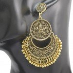 Q&Q Fashion Ethnic Bali Jhumka Jhumki Gold Brocade Lotus Mexico Gypsy Dangle Earrings