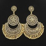 Q&Q Fashion Ethnic Bali Jhumka Jhumki Gold Brocade Lotus Mexico Gypsy Dangle Earrings