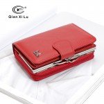 Qianxilu 2017 New Brand Women Wallets Cowhide Leather Zipper and Hasp Coin Purses Female Wallet High Quality Gift