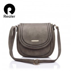 REALER women shoulder bags ladies solid messenger bag female small handbag artificial leather small saddle crossbody bag purse