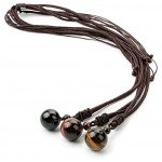 REVOLIA 2-3 Pcs Tiger Eyes Beads Necklace for Men Women Natural Stone Pendant Adjustable