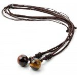 REVOLIA 2-3 Pcs Tiger Eyes Beads Necklace for Men Women Natural Stone Pendant Adjustable