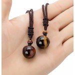 REVOLIA 2-3 Pcs Tiger Eyes Beads Necklace for Men Women Natural Stone Pendant Adjustable