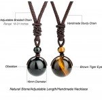REVOLIA 2-3 Pcs Tiger Eyes Beads Necklace for Men Women Natural Stone Pendant Adjustable