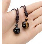 REVOLIA 2-3 Pcs Tiger Eyes Beads Necklace for Men Women Natural Stone Pendant Adjustable