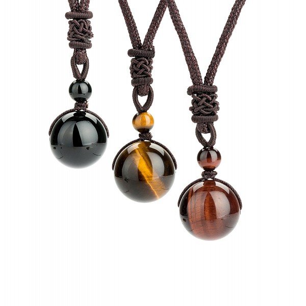 REVOLIA 2-3 Pcs Tiger Eyes Beads Necklace for Men Women Natural Stone Pendant Adjustable