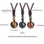REVOLIA 2-3 Pcs Tiger Eyes Beads Necklace for Men Women Natural Stone Pendant Adjustable