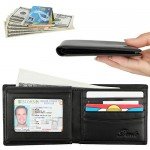 RFID Blocking Cowhide Leather Wallet for Men with 2 ID Windows