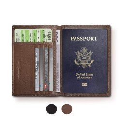 RFID Blocking Folding Leather Passport Holder Wallet For Men and Women - Black or Brown