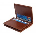 RFID Mens Slim Front Pocket Wallet Genuine Leather Bifold ID/Credit Card Holder