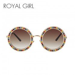 ROYAL GIRL 2018 Women Round Crystal Sunglasses Brand Designer Luxury Rhinestone Sun Glasses High Quality Shades Oculos ss970