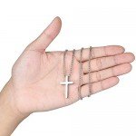 Reve Simple Stainless Steel Silver Tone Cross Pendant Chain Necklace for Men Women, 20’’-22’’